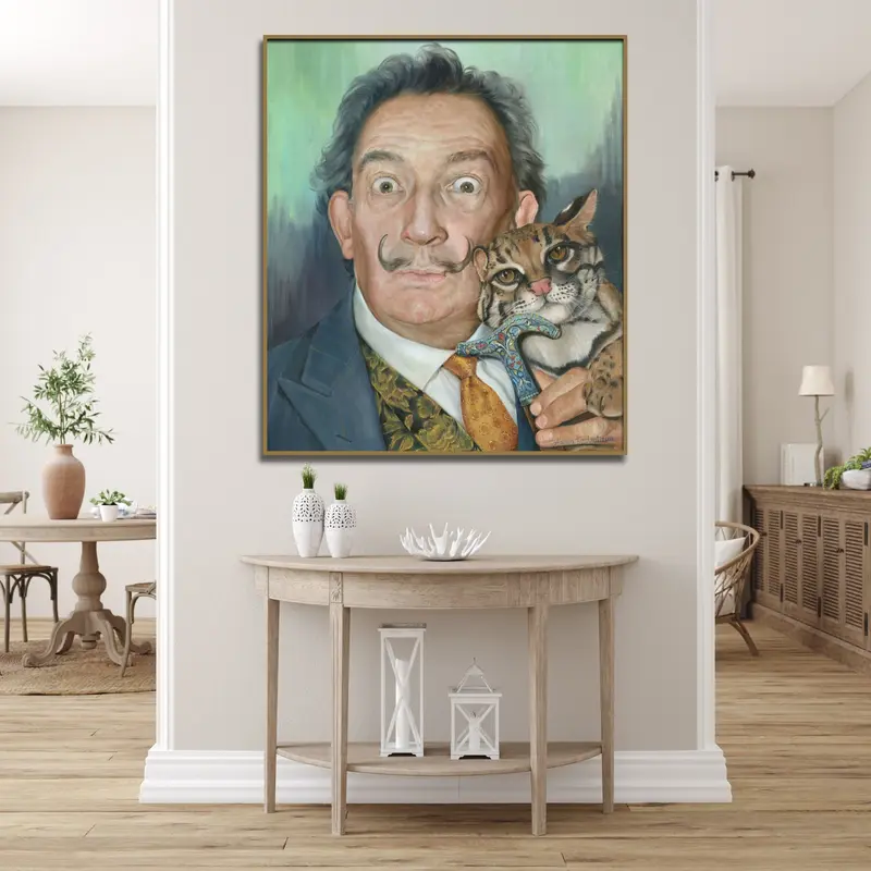 Abstract Salvador Dali and Ocelot Paintings from Photo Pet Wall Art for Home Decor | PAINTING FROM PHOTO #70