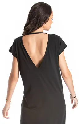 maxi v-back dress - black | Size: medium