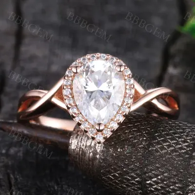 14K Solid Gold Moissanite Engagement Ring Vintage Diamond Ring For Women