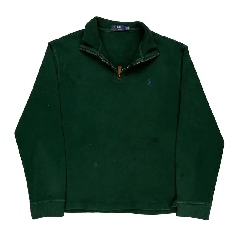 Ralph Lauren 1/4 Zip - Large Green Cotton