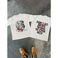 Men's Casual Graphic Print T-Shirt Cotton Crew Neck Short Sleeve Summer Style Machine Washable Black with White Red Design