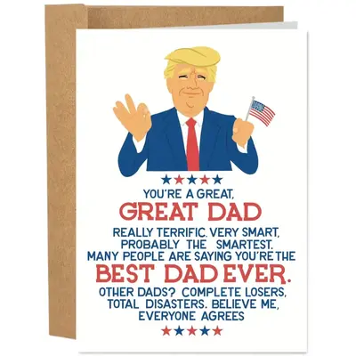 Silly Trump Fathers Day Card Funny Card for a Great Great Dad - Donald Trump Fathers Day Card