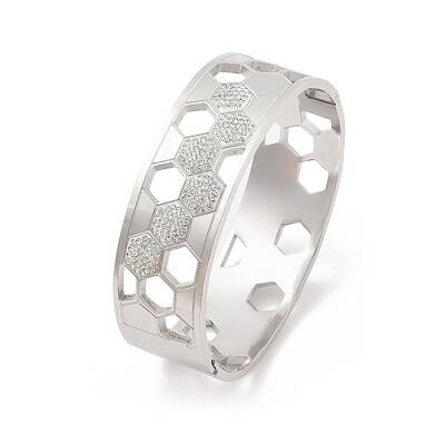 304 Stainless Steel Honeycomb Bangles for Women