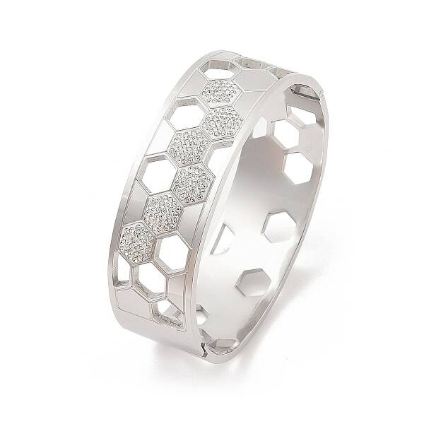 304 Stainless Steel Honeycomb Bangles for Women