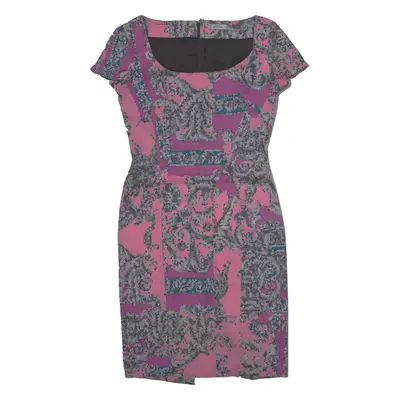 VERSACE Collection Mosaic Pencil Dress Pink Short Sleeve Midi Womens UK 12