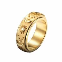 GTHIC Moon Star Sun Stainless Steel Spinner Ring for Mother's Day Gift Specials Size 4-13