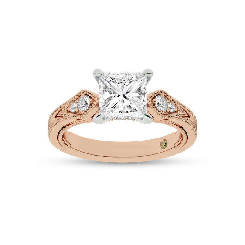 Vesta Vintage Inspired Princess Cut Lab Grown Diamond Engagement Ring | 10K Rose Gold 2 3/4 CT. TW.