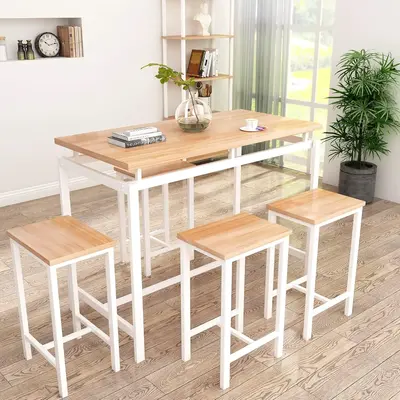 DKLGG 5 PCS Dining Table Set, Modern Kitchen Table and Chairs for 4, Wood Pub Bar Table Set Perfect for Breakfast Nook, Small...
