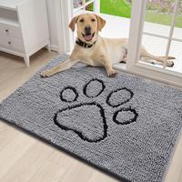Dog Door Mat for Muddy Paws, Absorbent Dirt Trapper Non-Slip Washable Mat (30x20 Inches, Grey)