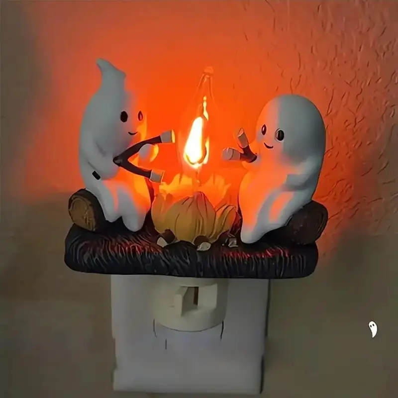 Ghost Design Night Light, 1 Count Desktop Ornament Light, Decorative Light for Home Bedroom Living Room, Halloween Decor Acce...