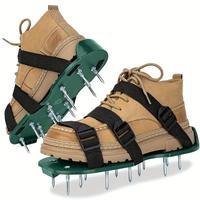 Garden Aerator Shoes, Adjustable Straps Spike Aerator Sandals for Lawn and Garden, Durable Plastic Material, Easy-to-use Manu...