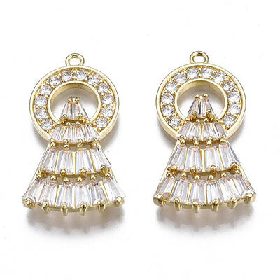 Brass Micro Pave Clear Cubic Zirconia Pendants
