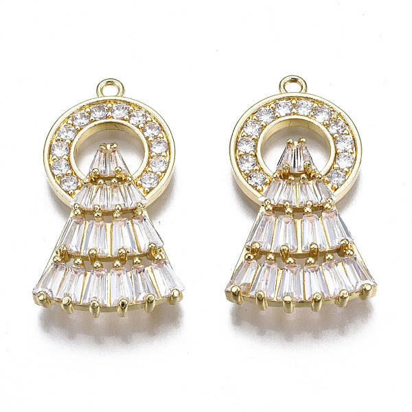 Brass Micro Pave Clear Cubic Zirconia Pendants