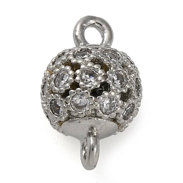 Brass Micro Pave Clear Cubic Zirconia Connector Charms