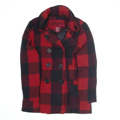 JOUJOU Wool Blend Blazer Jacket Red Check Girls S