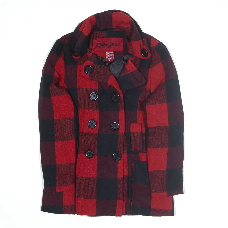 JOUJOU Wool Blend Blazer Jacket Red Check Girls S