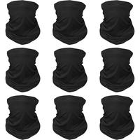 9 count Sun UV Protection  Mask Cooling  Gaiter Balaclava Bandana Scarf (9 Pack(Black))