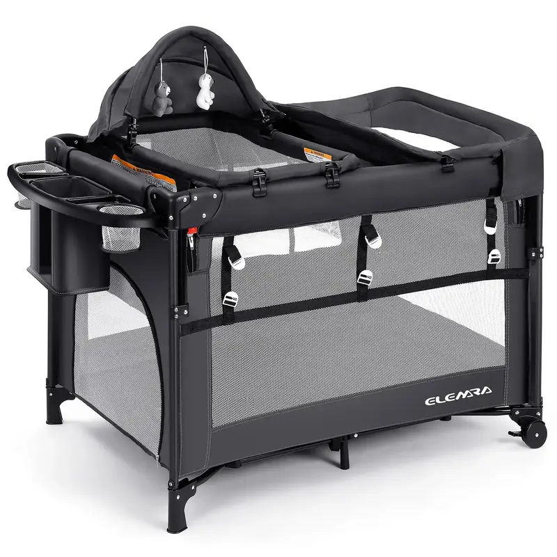 5-in-1Baby Bassinet Crib & Playpen, Portable Bedside Sleeper, Adjustable Height, Foldable Nursery Center with Changing Table,...