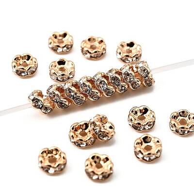 Brass Rhinestone Spacer Beads
