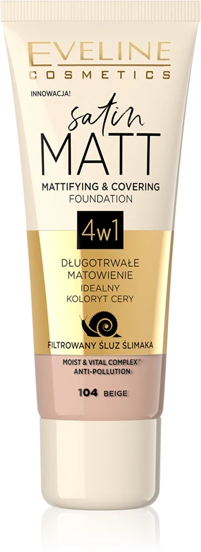 Eveline Satin Matt Mattifying and Covering Foundation 4in1 104 Beige 30 ml