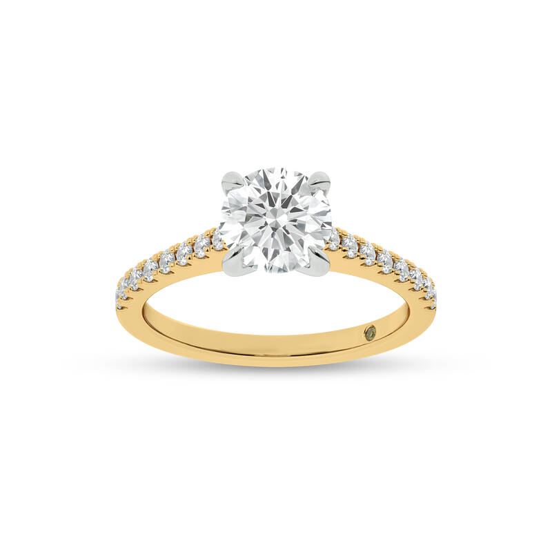 Destiny Half Coverage Round Lab Diamond Engagement Ring | 18K Yellow Gold 3 7/8 CT. TW.