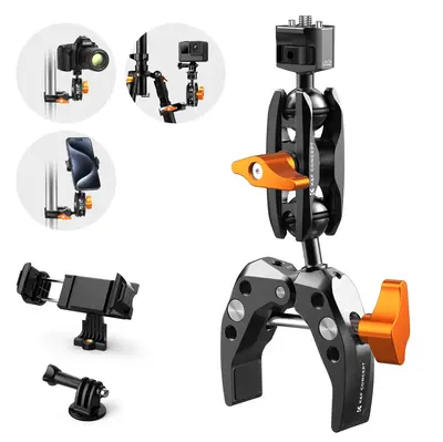 ăK&F CONCEPTăCamera Clamp Mount, Super Clamp Mount Magic Arm with Two 360° Ball Heads, 1/4\