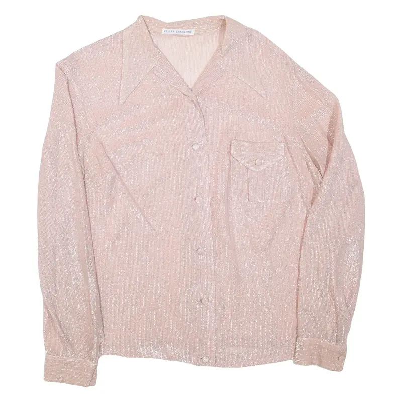 KELLER ERNESTINE Womens Shirt Pink Collared Long Sleeve M