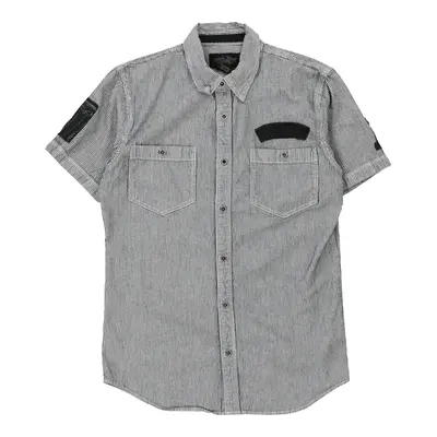 Harley Davidson Short Sleeve Shirt - Medium Black & White Cotton