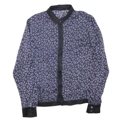 Womens Printed Shirt Purple Collared Long Sleeve M