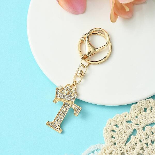Golden Alloy Rhinestone Keychain