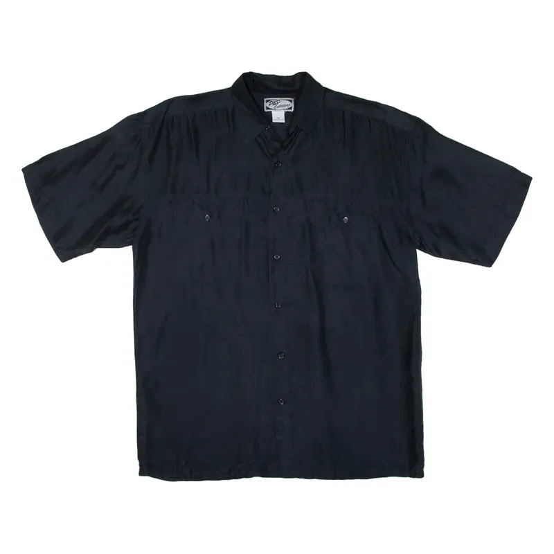 P&P COLLECTION Mens Plain Shirt Black Silk M