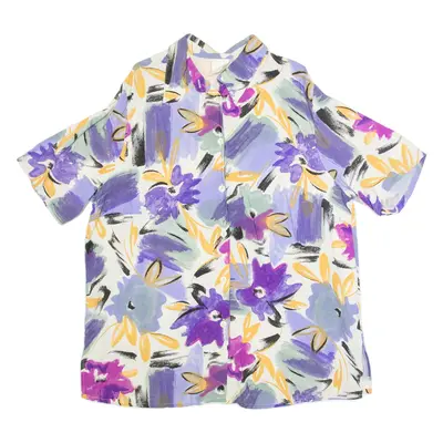 Womens Printed Blouse Purple Floral XL