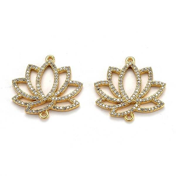 Brass Micro Pave Clear Cubic Zirconia Link Connector