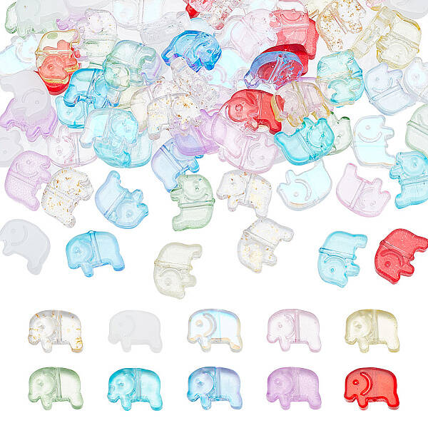 120Pcs 10 Colors Transparent Glass Beads
