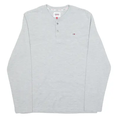 TOMMY HILFIGER Mens Polo Shirt Grey Long Sleeve M
