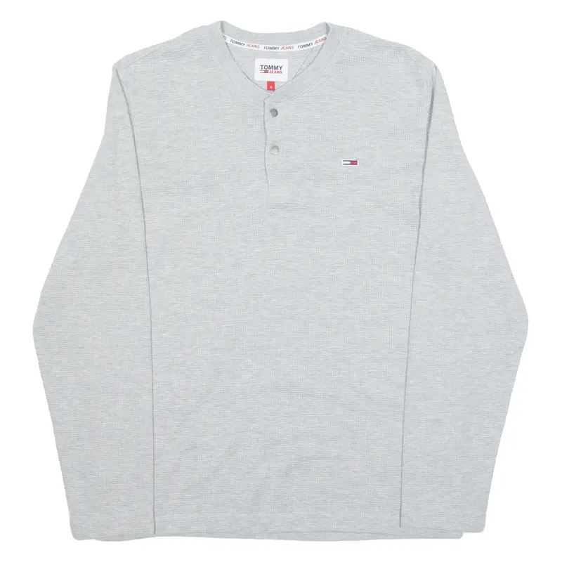 TOMMY HILFIGER Mens Polo Shirt Grey Long Sleeve M
