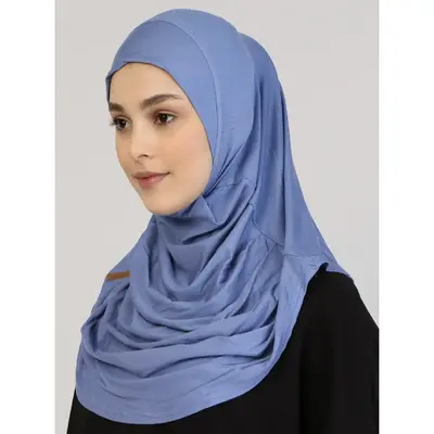 Viscose Instant Muslim Hijab Blue - Lightweight Fabric, Versatile Design, Perfect for Everyday Wear