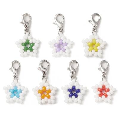 Star Glass Seed Beads Pendants