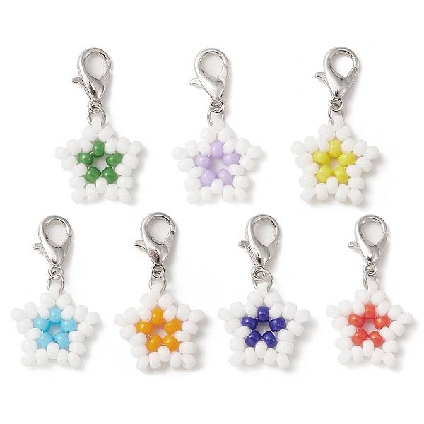 Star Glass Seed Beads Pendants
