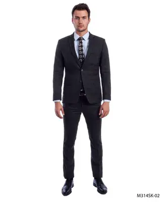 Sean Alexander Men's 3 Piece Executive Suit Windowpane Plaid Pattern