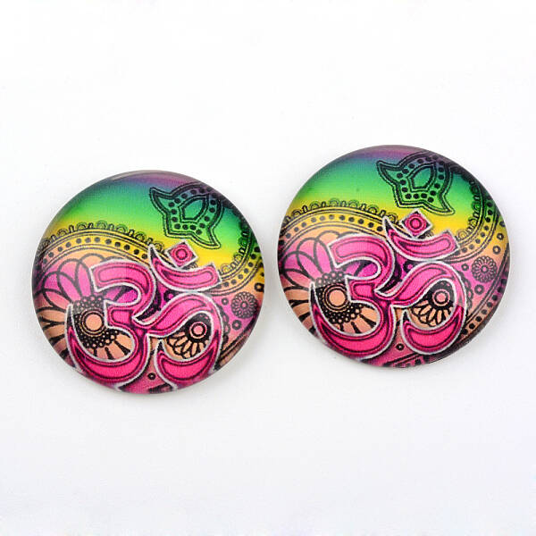 Yoga Theme Glass Cabochons