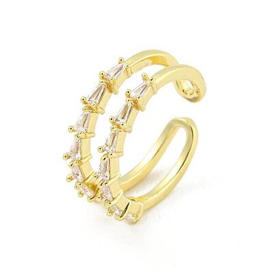 Triangle Brass Micro Pave Clear Cubic Zirconia Open Cuff Rings