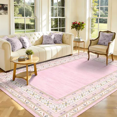 Garvee Modern Washable Area Rug - Soft Non-Slip Low Pile Carpet, Mark Resistant & Durable - Living Room, Bedroom, Nursery, Di...