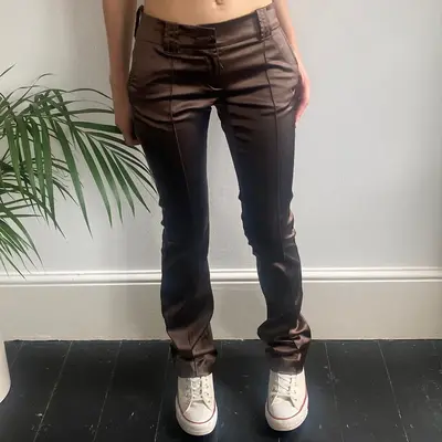Roberto Cavalli Trousers - 30W UK 10 Brown Acetate