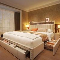 【dealsforyoudays】Raybee Furniture Bed frame, MATTRESS NOT INCLUDED,- Bed Frame with 2/3/4 Drawers & Storage, Upholstered ...