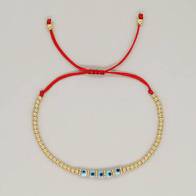 Adjustable Lampwork Evil Eye Braided Bead Bracelets