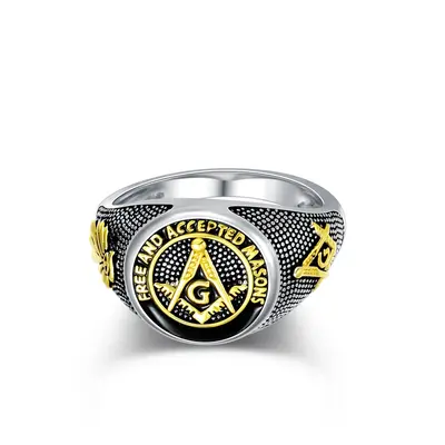 Sterling Silver Two-Tone Personalised Engraving Ring For Men