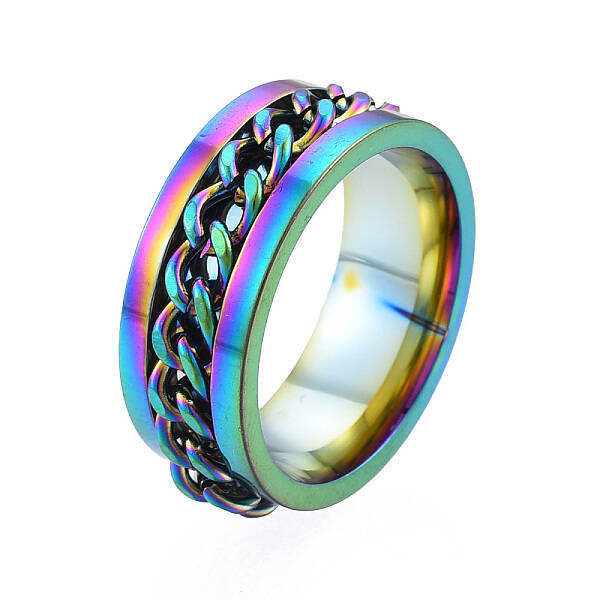 201 Stainless Steel Curb Chain Finger Ring for Women