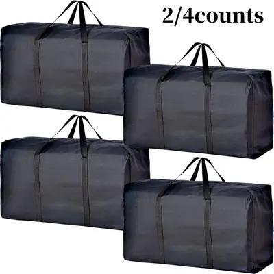 Large Capacity Moving Bag, 2/4 Counts Moving Storage Bag with Zipper & Carrying Handle, Storage Tote for Clothes, Moving Supp...