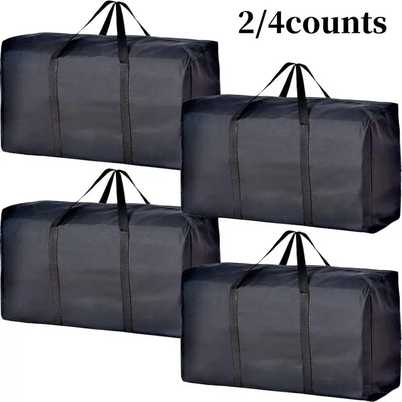 Large Capacity Moving Bag, 2/4 Counts Moving Storage Bag with Zipper & Carrying Handle, Storage Tote for Clothes, Moving Supp...